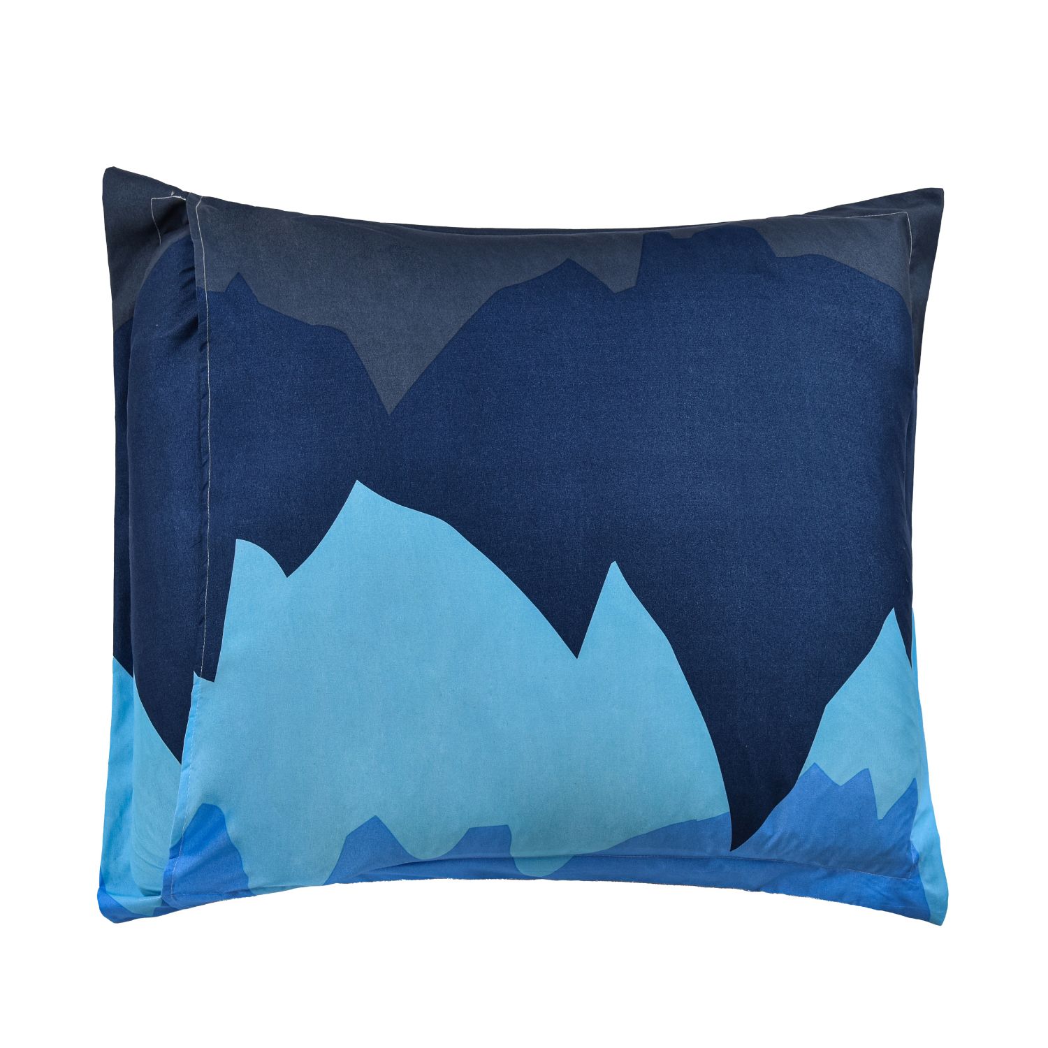 Achterzijde van Kussensloop Luna met donkerblauw en lichtblauw dessin
