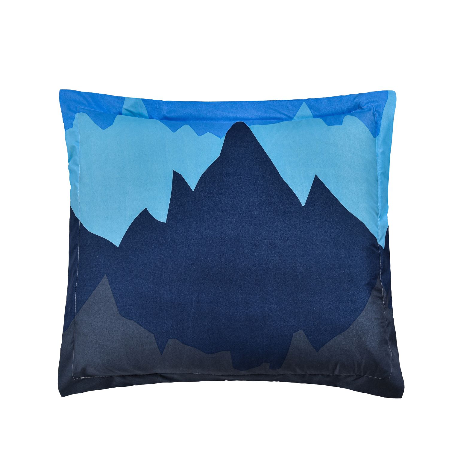 Kussensloop Luna met blauw bergdessin passend bij het Luna dekbed