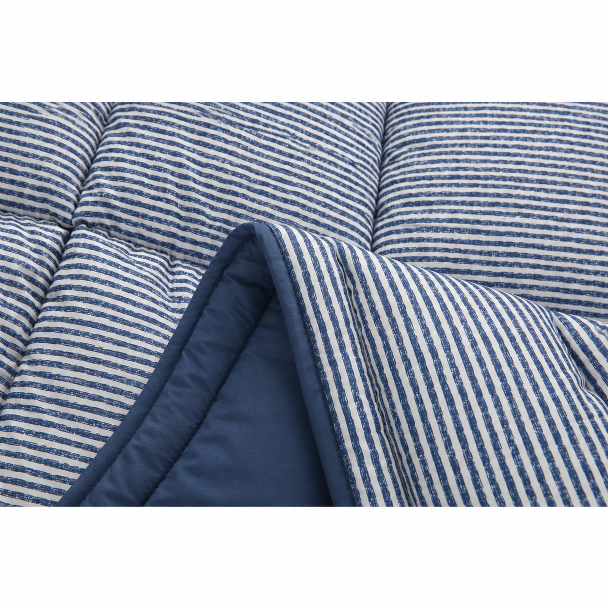 Dekbed met vaste overtrek - gestreept blauw