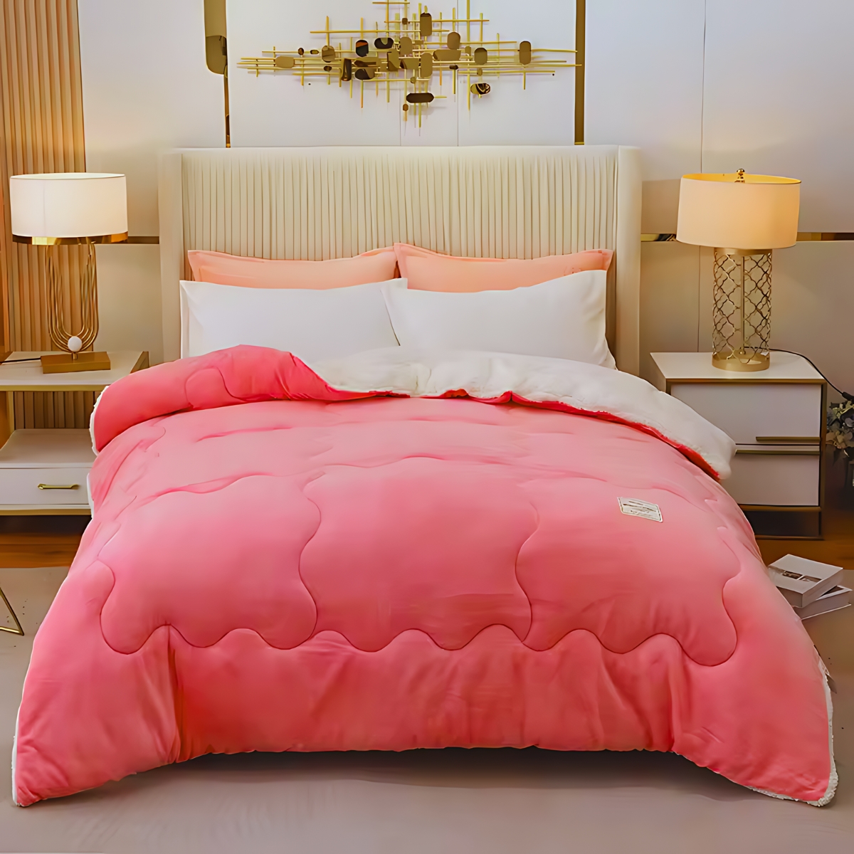 Teddy dekbed roze